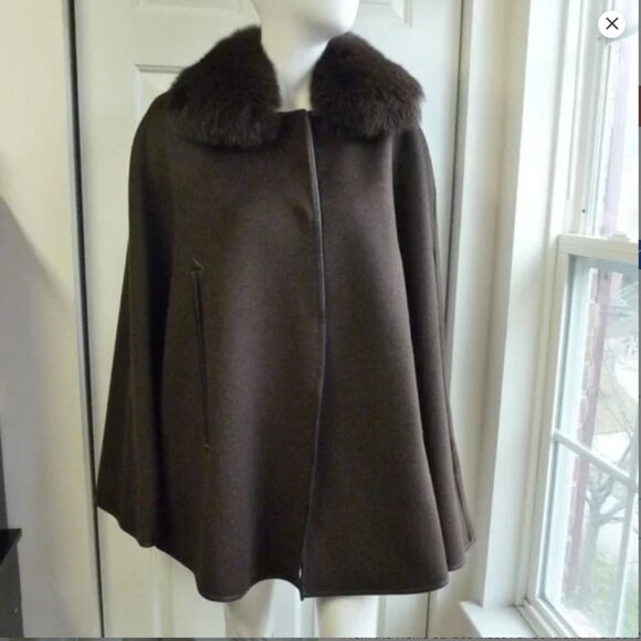 WOLFIE FURS Made For Generations™Fox Fur-Trimmed Cape - Picture 3 of 10